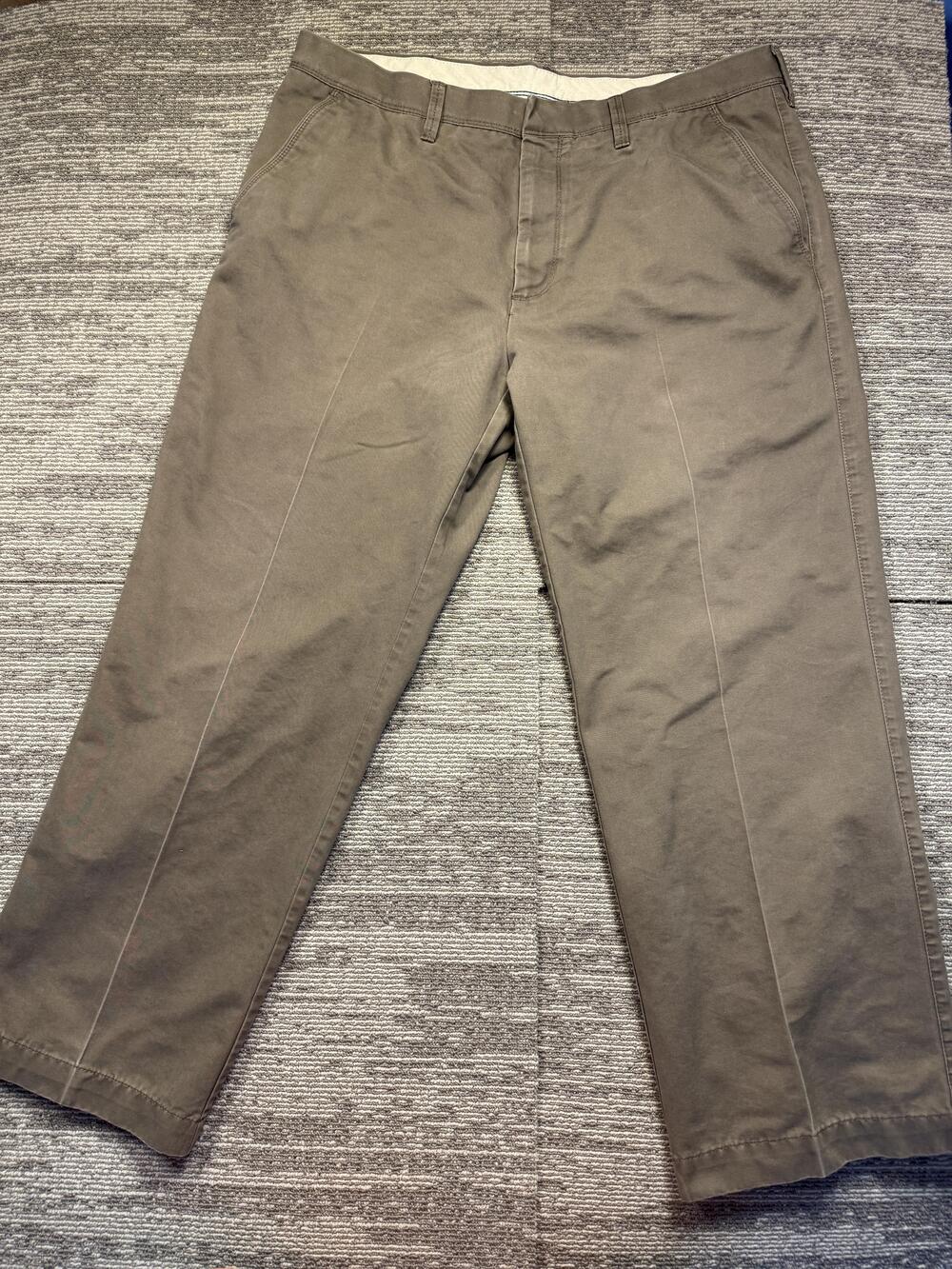 Haggar Life Khaki Pants Mens 38x30 Brown Chino Flat Front Straight Leg Casual